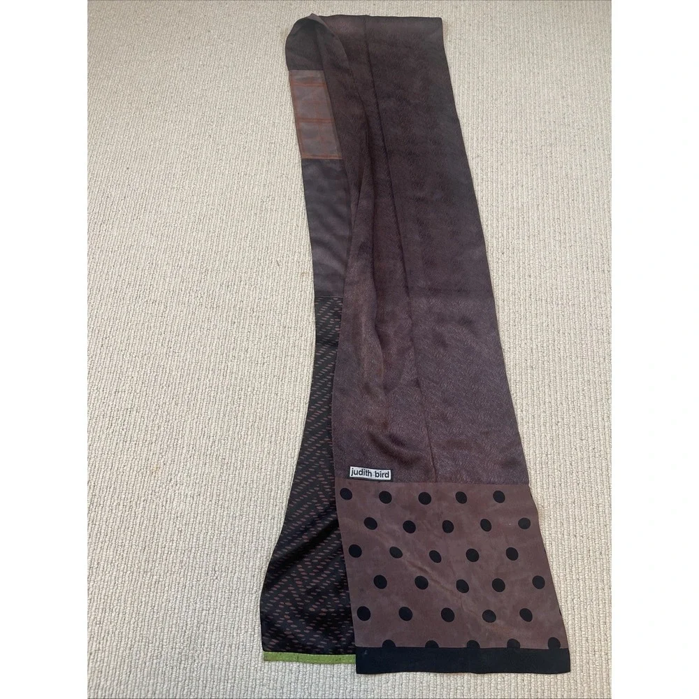 Vintage Judith Bird Long Scarf Abstract Polka Dot Mauve